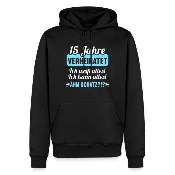 15 Jahr verheiratet weiß alles 15.Hochzeitstag - Männer Premium Bio Hoodie - Schwarz - Vorne - Nico (187cm)