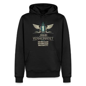 1 Jahr verheiratet weiß alles 1.Hochzeitstag - Männer Premium Bio Hoodie - Schwarz - Vorne - Nico (187cm)