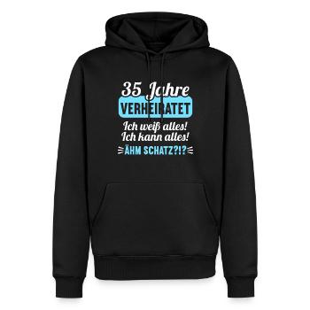 35 Jahr verheiratet weiß alles 35.Hochzeitstag - Männer Premium Bio Hoodie - Schwarz - Vorne - Nico (187cm)