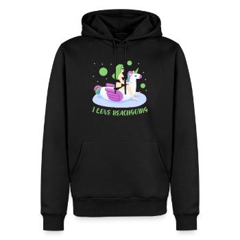 J’adore les amateurs de plage de vacances à la plage - Sweat à capuche Premium bio Homme - noir - Devant - Nico (187cm)