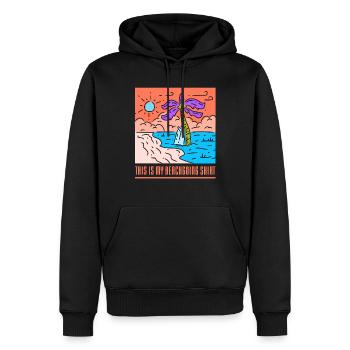 Ceci est ma chemise de plage plage vacances plage - Sweat à capuche Premium bio Homme - noir - Devant - Nico (187cm)