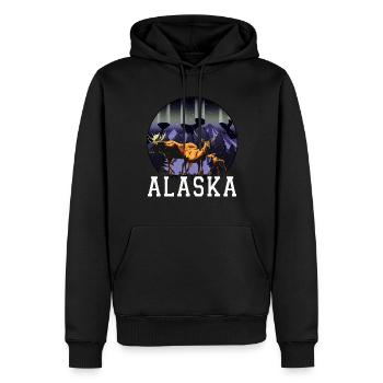 Alaska Geschenk USA Natur Bär Denali Grizzly Wald - Männer Premium Bio Hoodie - Schwarz - Vorne - Nico (187cm)
