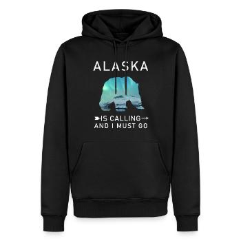 Alaska - Männer Premium Bio Hoodie - Schwarz - Vorne - Nico (187cm)