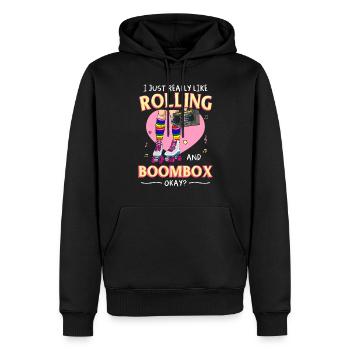 Inline Skate Geschenk Rollerskates Roller 70er - Männer Premium Bio Hoodie - Schwarz - Vorne - Nico (187cm)
