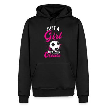 Fußball Tshirt Herren Damen Soccer Football - Männer Premium Bio Hoodie - Schwarz - Vorne - Nico (187cm)