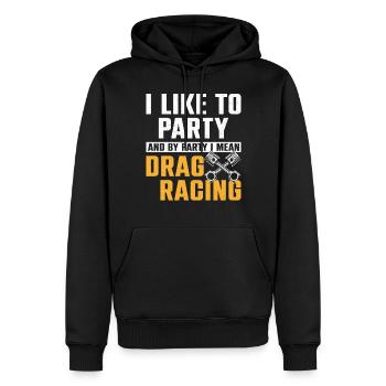 Voiture de course de dragster que j’aime - Sweat à capuche Premium bio Homme - noir - Devant - Nico (187cm)