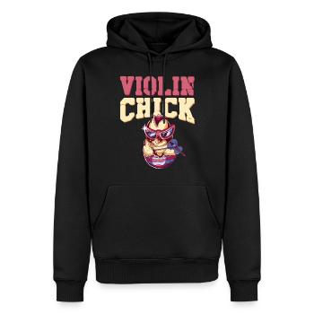 Violon Violoniste Fille Poulet - Sweat à capuche Premium bio Homme - noir - Devant - Nico (187cm)