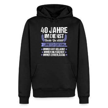 40 Jahre im Dienst 40 Jähriges Dienstjubiläum - Männer Premium Bio Hoodie - Schwarz - Vorne - Nico (187cm)