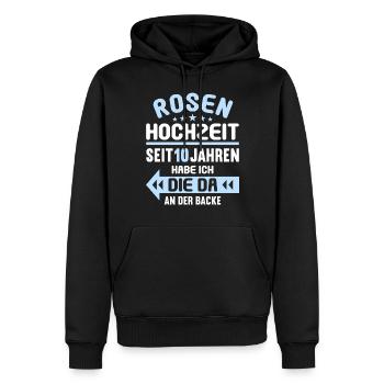 10 verheiratet Rosen Hochzeit 10.Hochzeitstag - Männer Premium Bio Hoodie - Schwarz - Vorne - Nico (187cm)