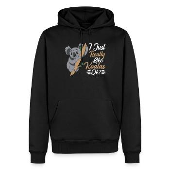 J’aime beaucoup les koalas koala animal koala bear - Sweat à capuche Premium bio Homme - noir - Devant - Nico (187cm)