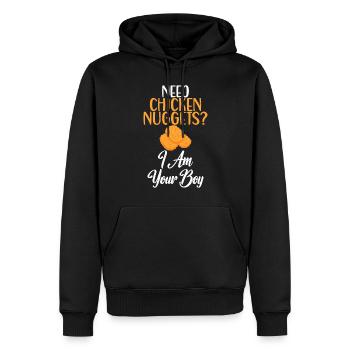 Cadeaux de pépites de poulet - Sweat à capuche Premium bio Homme - noir - Devant - Nico (187cm)