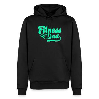 Fitness Papa Cadeau - Sweat à capuche Premium bio Homme - noir - Devant - Nico (187cm)
