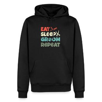 Manger Sleep Groom Repeat Fur Artist Dog Groomer - Sweat à capuche Premium bio Homme - noir - Devant - Nico (187cm)
