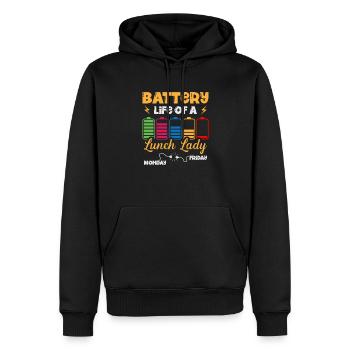Durée de vie de la batterie d’une cafétéria Lunch Lady - Sweat à capuche Premium bio Homme - noir - Devant - Nico (187cm)