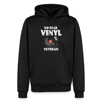 Vintage Vinyl Veteran Audiophiler Musikliebhaber - Männer Premium Bio Hoodie - Schwarz - Vorne - Nico (187cm)