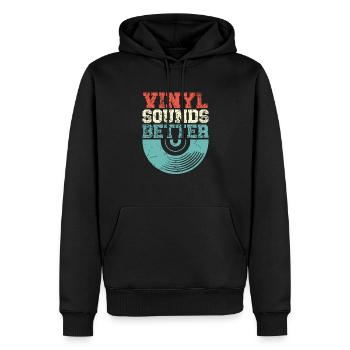 Vinyl sonne mieux audiophile musique lecteur vinyle - Sweat à capuche Premium bio Homme - noir - Devant - Nico (187cm)