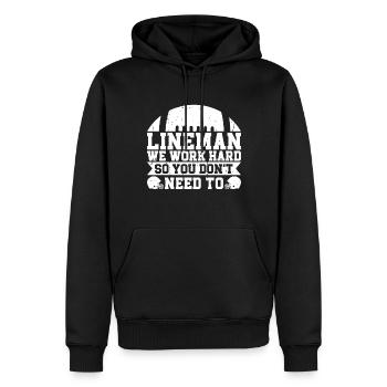 Lineman Joueur de football Offensive Défense - Sweat à capuche Premium bio Homme - noir - Devant - Nico (187cm)