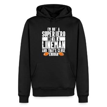 Lineman Joueur de football Offensive Défense - Sweat à capuche Premium bio Homme - noir - Devant - Nico (187cm)