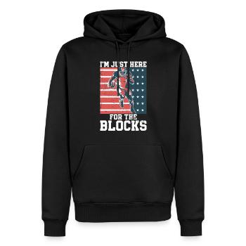 Lineman Joueur de football Offensive Défense - Sweat à capuche Premium bio Homme - noir - Devant - Nico (187cm)