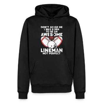 Lineman Joueur de football Offensive Défense - Sweat à capuche Premium bio Homme - noir - Devant - Nico (187cm)