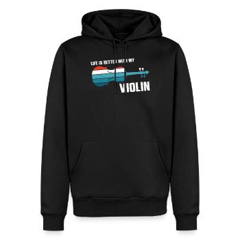 Violon Violoniste Rétro Vintage - Sweat à capuche Premium bio Homme - noir - Devant - Nico (187cm)