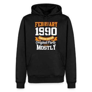 Februar 1990 Vintage Geburtstag Geschenk - Männer Premium Bio Hoodie - Schwarz - Vorne - Nico (187cm)