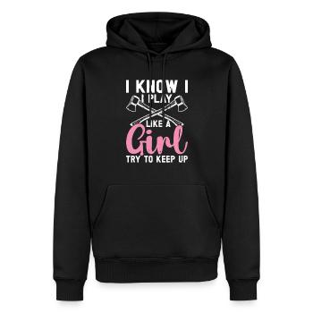 Jeu de lancer de hache - Sweat à capuche Premium bio Homme - noir - Devant - Nico (187cm)