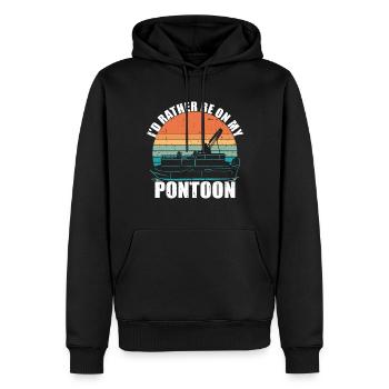 Ponton Queen -Bateau Ponton -Femmes - Sweat à capuche Premium bio Homme - noir - Devant - Nico (187cm)