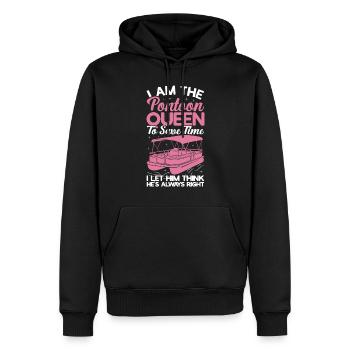 Ponton Queen -Bateau Ponton -Femmes - Sweat à capuche Premium bio Homme - noir - Devant - Nico (187cm)