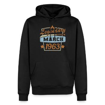 März 1963 Retro Geburtstag Sprüche - Männer Premium Bio Hoodie - Schwarz - Vorne - Nico (187cm)
