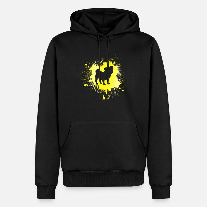 Mops - Männer Premium Bio Hoodie - Schwarz