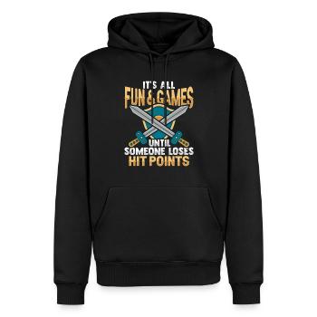 Joueurs de rôle RPG GN - Sweat à capuche Premium bio Homme - noir - Devant - Nico (187cm)
