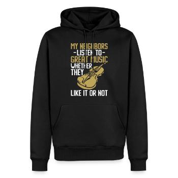 Violoniste Violoniste Mes voisins - Sweat à capuche Premium bio Homme - noir - Devant - Nico (187cm)