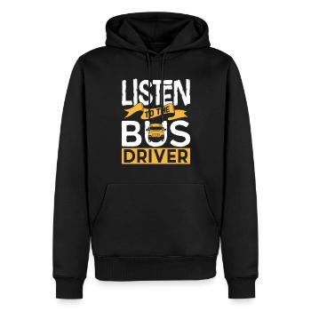 Écoutez le chauffeur de bus conduire l’autocar - Sweat à capuche Premium bio Homme - noir - Devant - Nico (187cm)