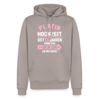 55 verheiratet Platin Hochzeit 55.Hochzeitstag - Männer Premium Bio Hoodie - Taupe - Vorne - Nico (187cm)