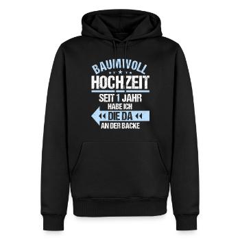 1 verheiratet Baumwoll Hochzeit 1.Hochzeitstag - Männer Premium Bio Hoodie - Schwarz - Vorne - Nico (187cm)