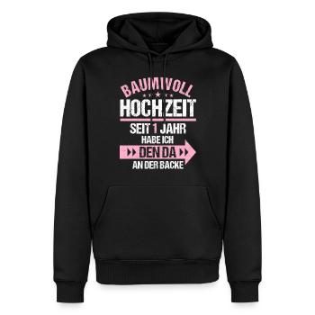 1 verheiratet Baumwoll Hochzeit 1.Hochzeitstag - Männer Premium Bio Hoodie - Schwarz - Vorne - Nico (187cm)