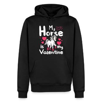 Mon cheval est mon Valentin - Sweat à capuche Premium bio Homme - noir - Devant - Nico (187cm)