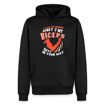 Désolé si mes biceps sont sur votre chemin - Sweat à capuche Premium bio Homme - noir - Devant - Nico (187cm)