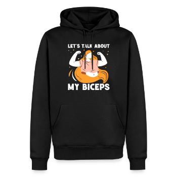 Parlons de ma maman biceps girl - Sweat à capuche Premium bio Homme - noir - Devant - Nico (187cm)