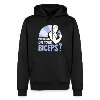 Arbeiten Sie An Ihrem Bizeps Muskeln Curls Workout - Männer Premium Bio Hoodie - Schwarz - Vorne - Nico (187cm)