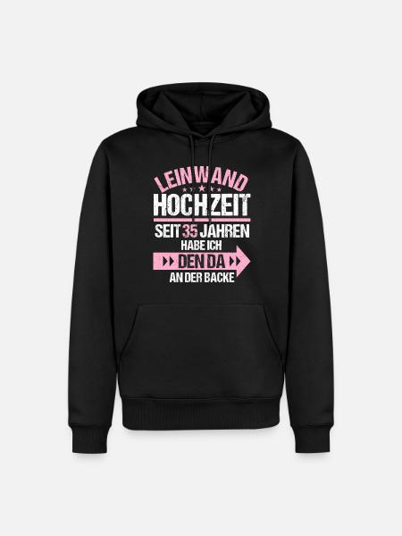 35 verheiratet Leinwand Hochzeit 35.Hochzeitstag - Männer Premium Bio Hoodie - Schwarz