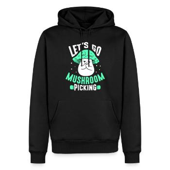 En route pour la cueillette de champignons Cueilleurs de champignons - Sweat à capuche Premium bio Homme - noir - Devant - Nico (187cm)