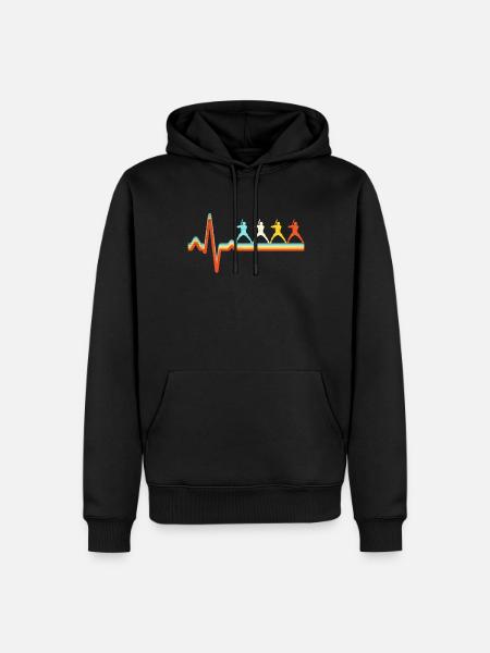 Baseball Retro Herzschlag - Männer Premium Bio Hoodie - Schwarz