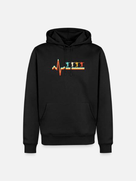 Football Heartbeat Retro - Men’s Premium Organic Hoodie - black