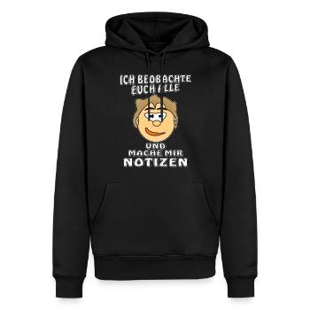 GESICHT ICH BEOBACHTE EUCH ALLE - Männer Premium Bio Hoodie - Schwarz - Vorne - Nico (187cm)