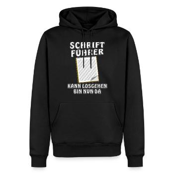 SCHRIFTFÜHRER - Männer Premium Bio Hoodie - Schwarz - Vorne - Nico (187cm)
