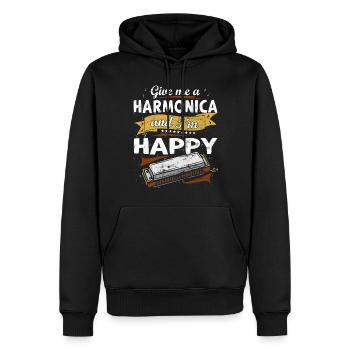 Drôle d’instrument d’harmonica vintage - Sweat à capuche Premium bio Homme - noir - Devant - Nico (187cm)