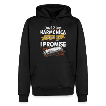 Drôle d’instrument d’harmonica vintage - Sweat à capuche Premium bio Homme - noir - Devant - Nico (187cm)