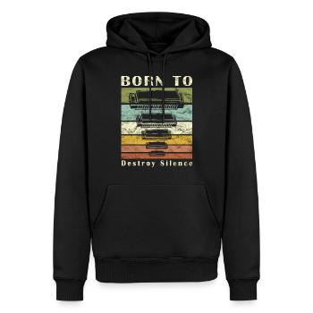 Drôle d’instrument d’harmonica vintage - Sweat à capuche Premium bio Homme - noir - Devant - Nico (187cm)